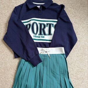 Limited Too Navy and Teal Kids Polo Shirt & Skirt